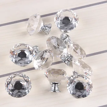 KKFING 1PC Diamond Crystal Glass Door Knobs and Handles Kitchen Cabinet Door Wardrobe Pulls Handles Furniture Hardware