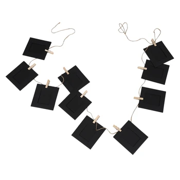 

New 10 Pcs / Set Paper Photo DIY Wall Picture Hanging Frame Album Rope Clip Set Home Decor 3inch Black