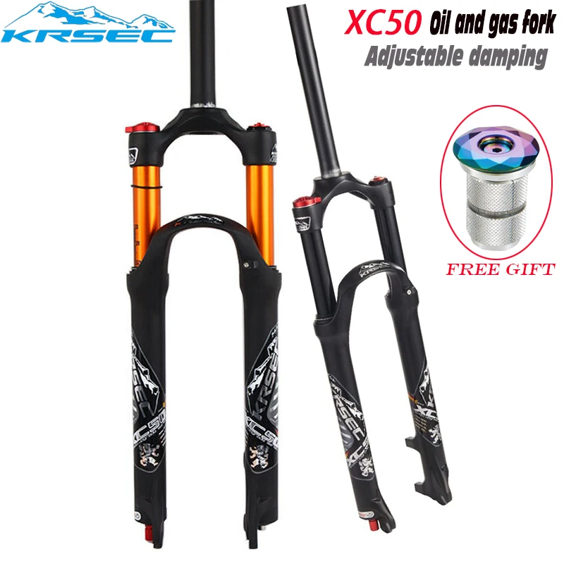 

KRSEC Bicycle Fork 26/27.5/29er MTB Fork Alloy Controllable Disc Brake Oil Air Mountain Bike Fork Bicycle Suspension Accessories