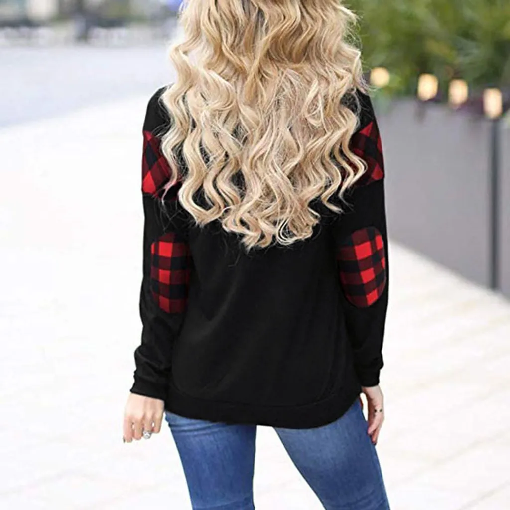 Women's Black Red Plaid Print Blouse New Arrival V-neck Loose female Long Casual Button Ladies Shirt Plus Size Tops