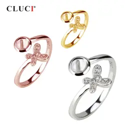 CLUCI 925 серебро Регулируемые кольца аксессуары Сияющий бабочка дизайн жемчуг ювелирные изделия кольца 1 шт