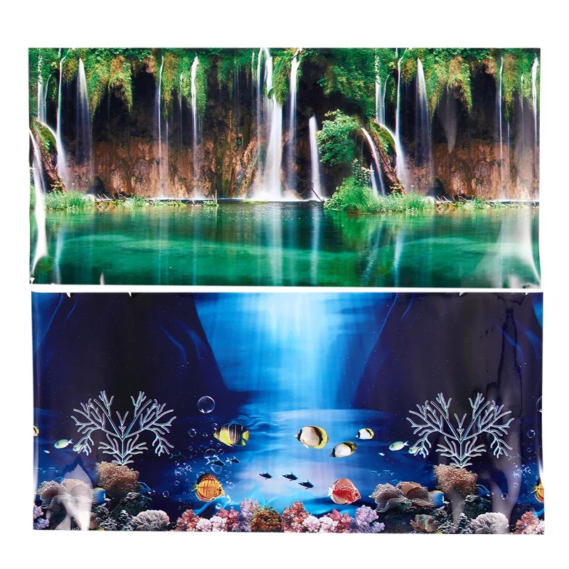 Blue Fresh Sea Background Aquarium Ocean Landscape Poster Fish Tank | Дом и сад