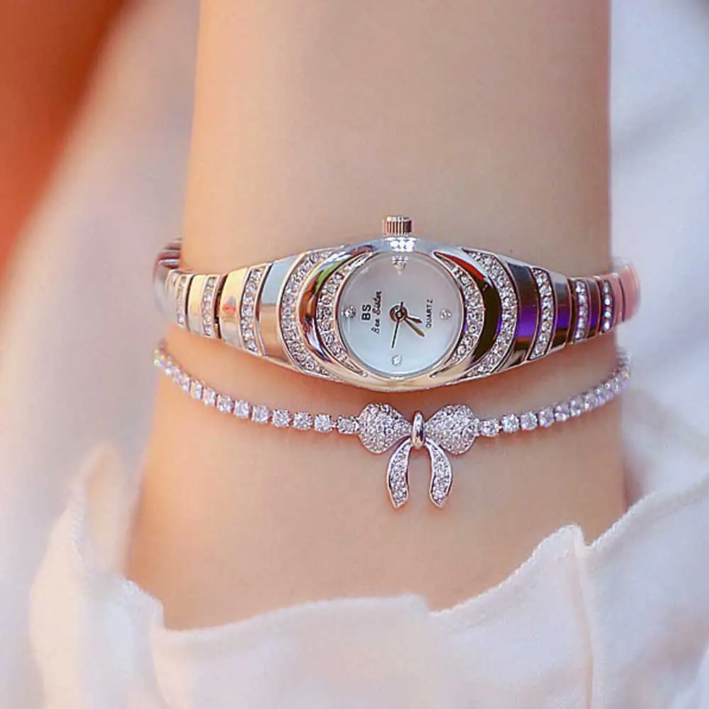 

Luxury Women's Classic Rhinestone Clock Quartz Stainless Steel Wrist Watches Female Ladies Watch Montre Femme Relojes Mujer