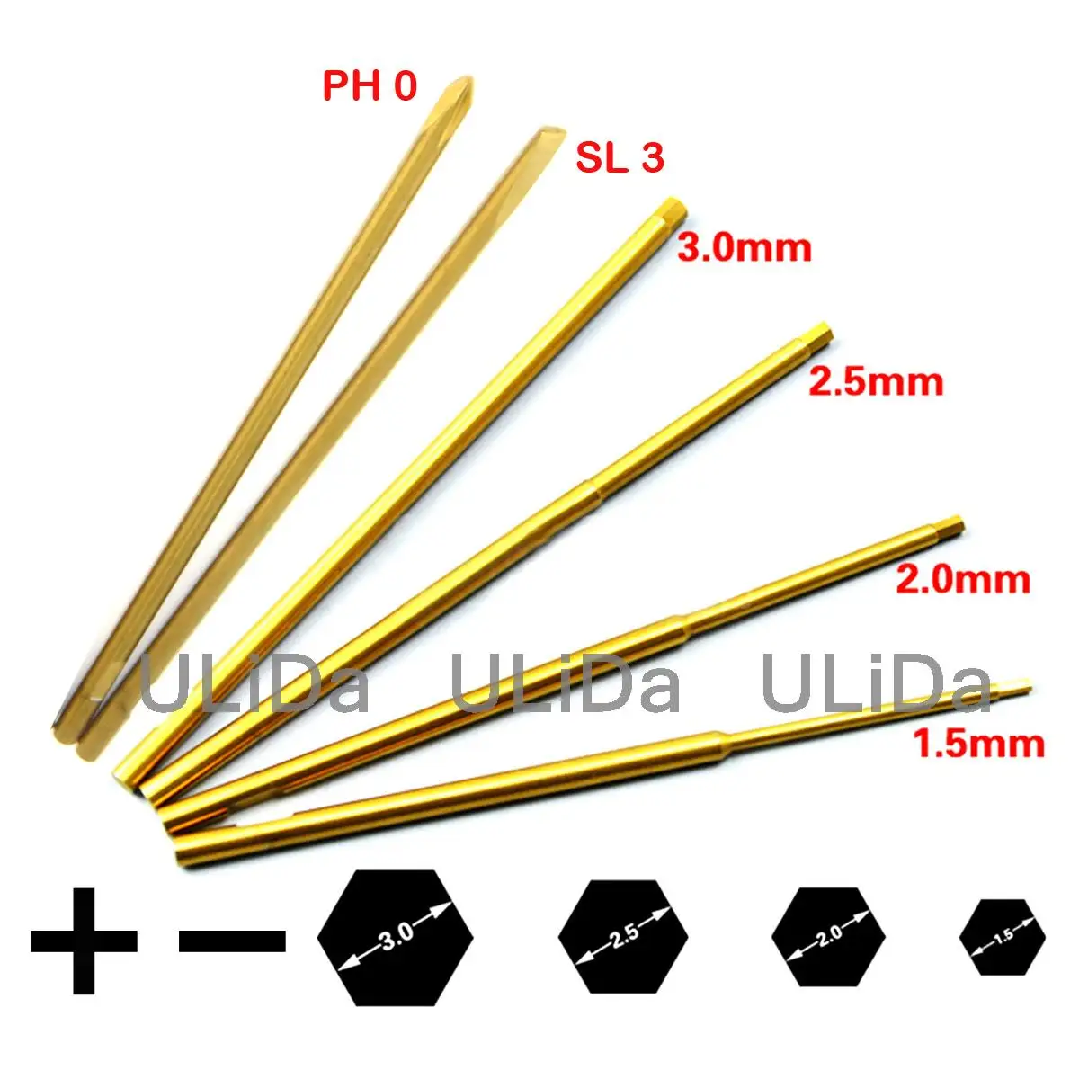 3 x 100mm 1.5 3mm HSS H PH SL Hex Socket Head Slotted Tip Phillips Bits Screwdrivers | Игрушки и хобби
