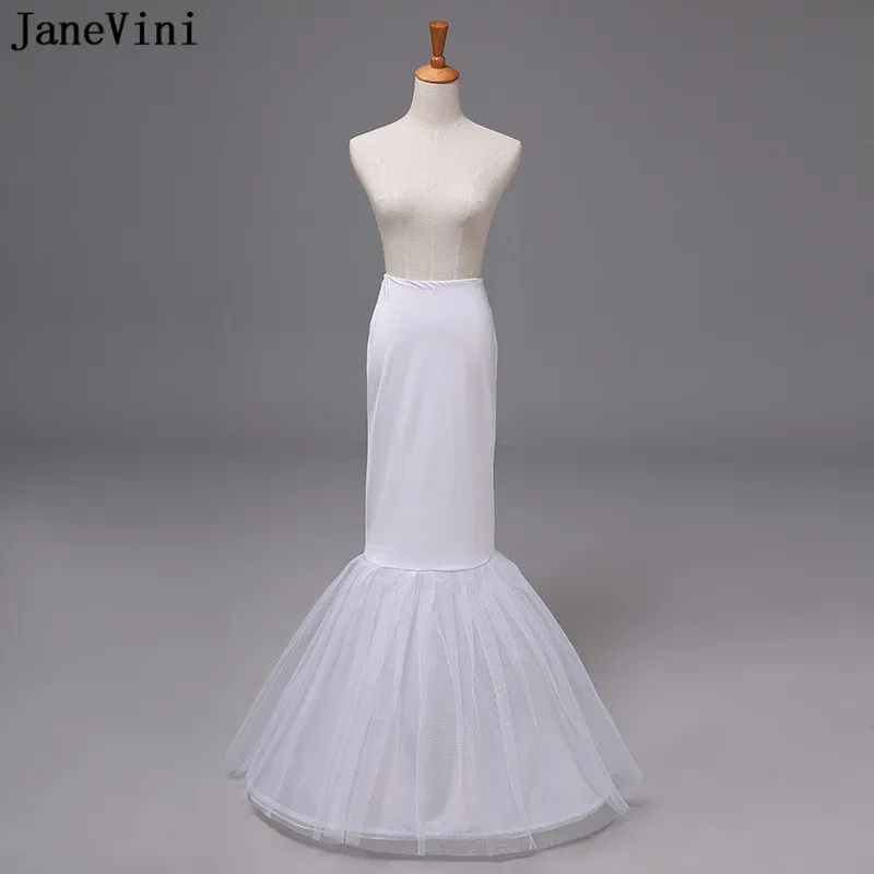 JaneVini One Hoop White Petticoat for Mermaid Wedding Prom Dress Jupon Robe Sirene Women Adult Crinoline Slip Bridal Petticoats