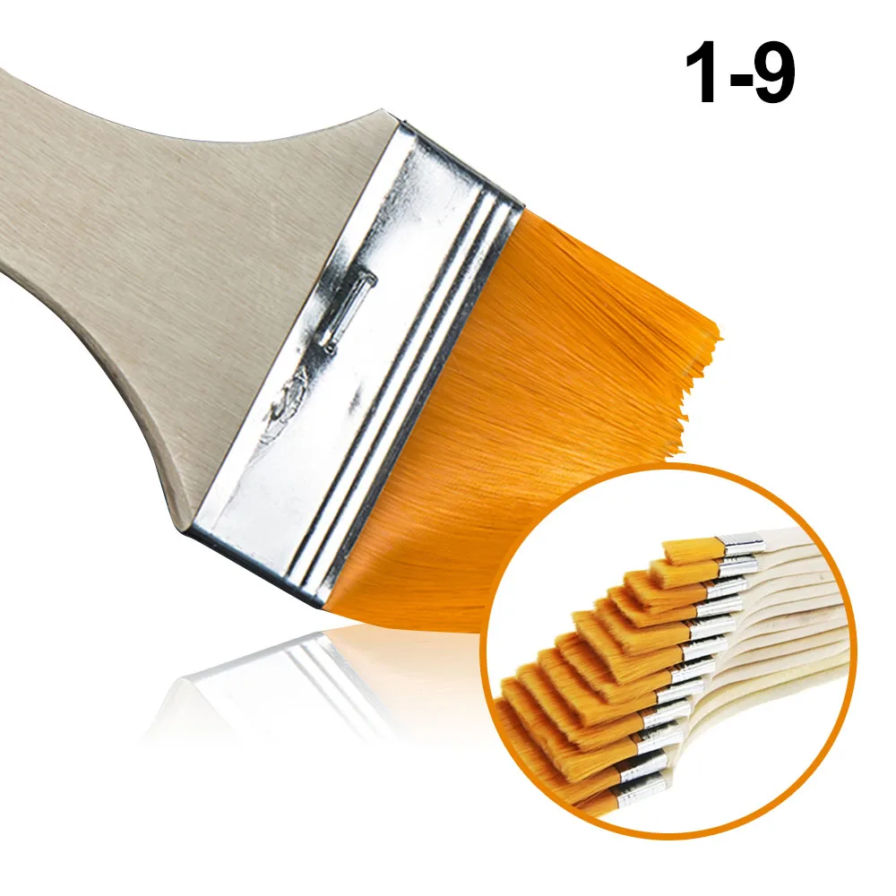 

1-9 нейлоновая кисть для окрашивания волос, масляная Акварельная водяная пудра, пропиленовая акриловая кисть разного размера, школьные художественные Кисти