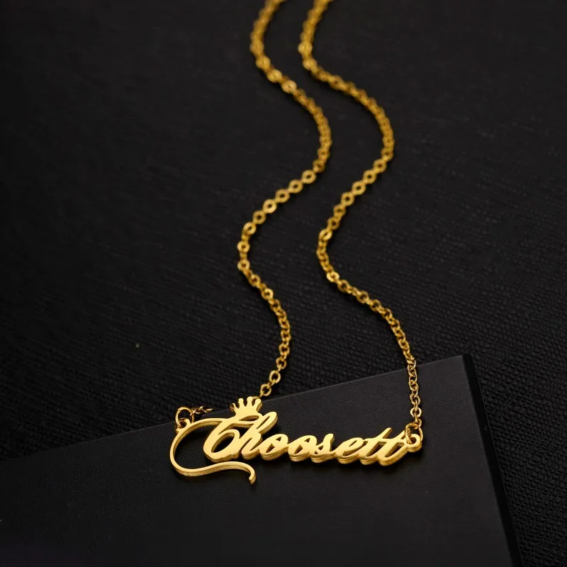 Пользовательское имя корона ожерелье для женщин Вэнь персонализированные из