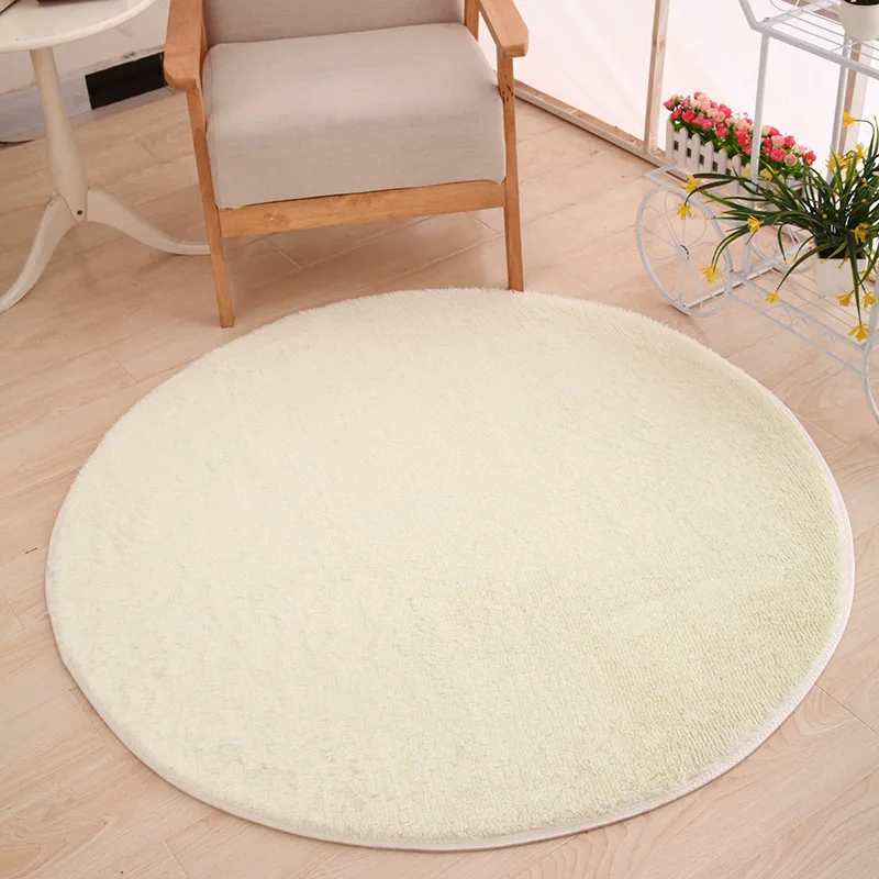 120 x 120cm Round Plush Carpet Soft Living Room Bedroom Rug Floor Mat Home Decor Short-haired Silky Plush Carpets Warm Mats - Цвет: white