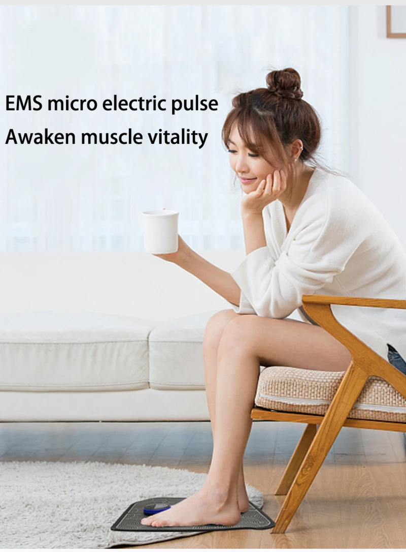 Electric EMS Muscle Stimulator Foot Massager Mat TENS ABS Pulse Acupunctur Pad Improve Blood Circulation Feet Cushion Relaxation
