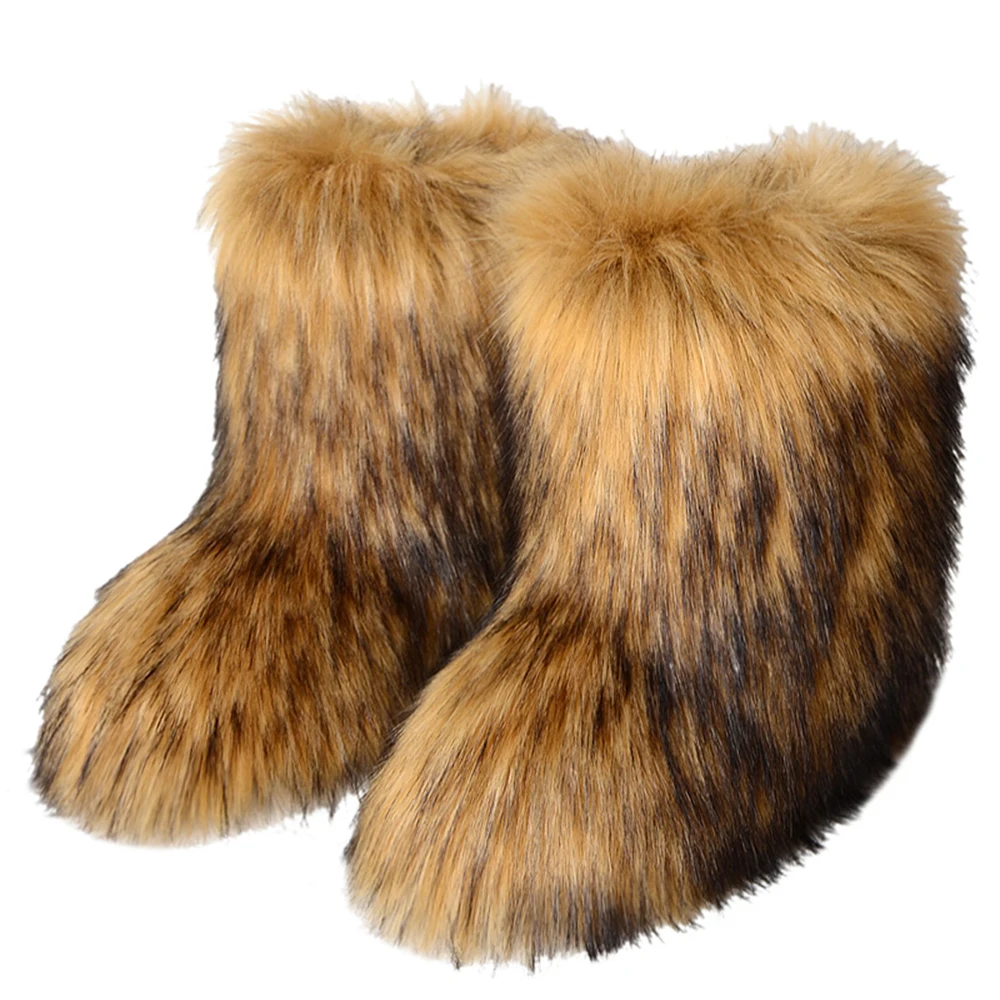 New Faux Fur Snow Boots For Women 2021 Winter Warm Outdoor Booties Female Casual Fashion Soft Botas Ladies Flat Heels Short Shoe