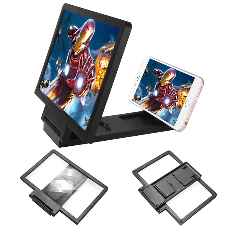 Mobile Phone 3D Magnifying Glass Screen Amplifier HD Video Bracket Folding Desk Stand magnifying glass phone screen amplifier