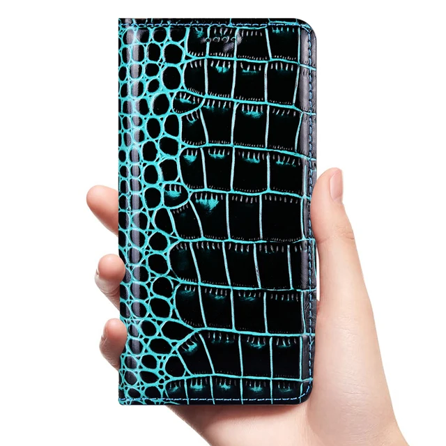 Crocodile Genuine Flip Leather Case For Xiaomi Redmi Note 3 4 4X 5 5A 6 6A 7 8 8T 7A K20 K30 Pro Plus Cell Phone Cover Wallet 6