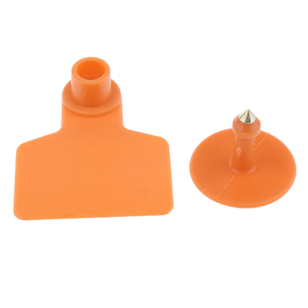 100 Pieces Blank Pigs Cow Livestock Ear Tags Marker, Anti-Corrosion Orange