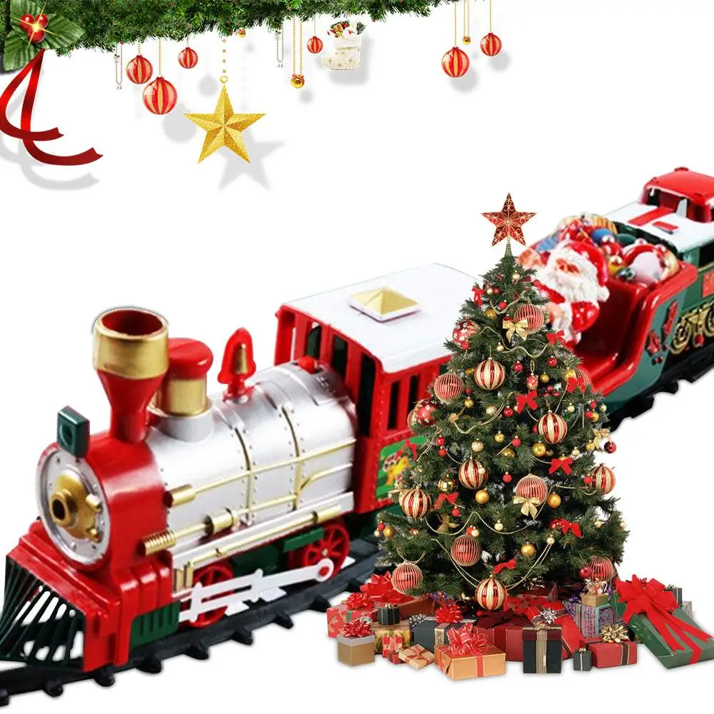 Электрический Рождественский поезд набор с огнями и звуками железнодорожные дорожки Игровой набор для под елкой электронные игрушки подарки для детей