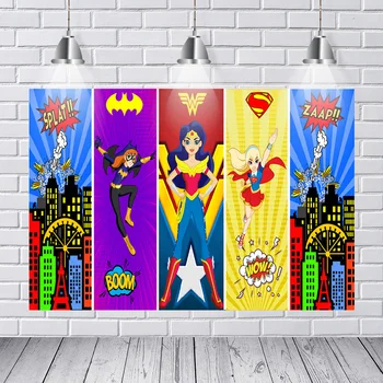 

Photography Backdrop Beautiful Supergirl Bat Boom Wow City Buildings Custom Photo Backdrop Vinyl Background Photography