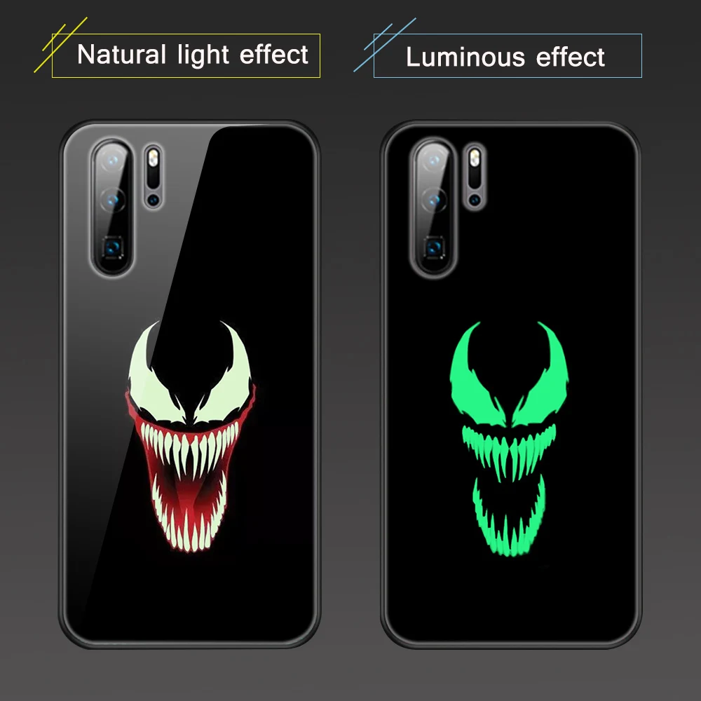 Светящиеся стеклянные Чехлы Venom для huawei P20 P30 P10 Pro P Smart Plus Lite Z для Honor 20 20i 10 10i 9 7A 9X Pro Lite