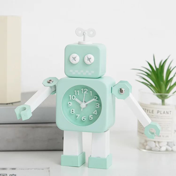 

Home New Decorative Robot Clock Children's Bedroom Cartoon Alarm Clock Creative Metal Student Study Desktop Robot Alarm Clock