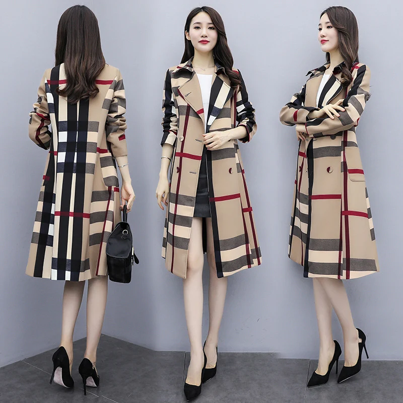 AECU Autumn Women Long Trench Coat Office Lady