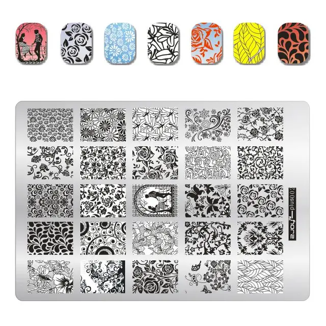 Big Size 9.5*14.5cm Nail Stamping Plates Flower/geometric shaped nail art template for DIY nail art decoration plate tools PLUS2