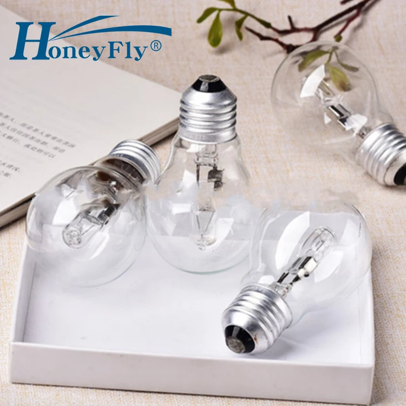 HoneyFly 10pcs A55 E27 Halogen Bulb 220V 28W 42W 53W 70W 100W 95*55mm 3000K Halogen Lamp Clear Replacement For Incandescent Lamp