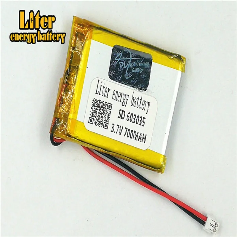 

1.5MM 2pin connector 3.7V 603035 700mah Rechargeable lipo battery polymer lithium battery MP3 MP4 MP5 small toys Bluetooth