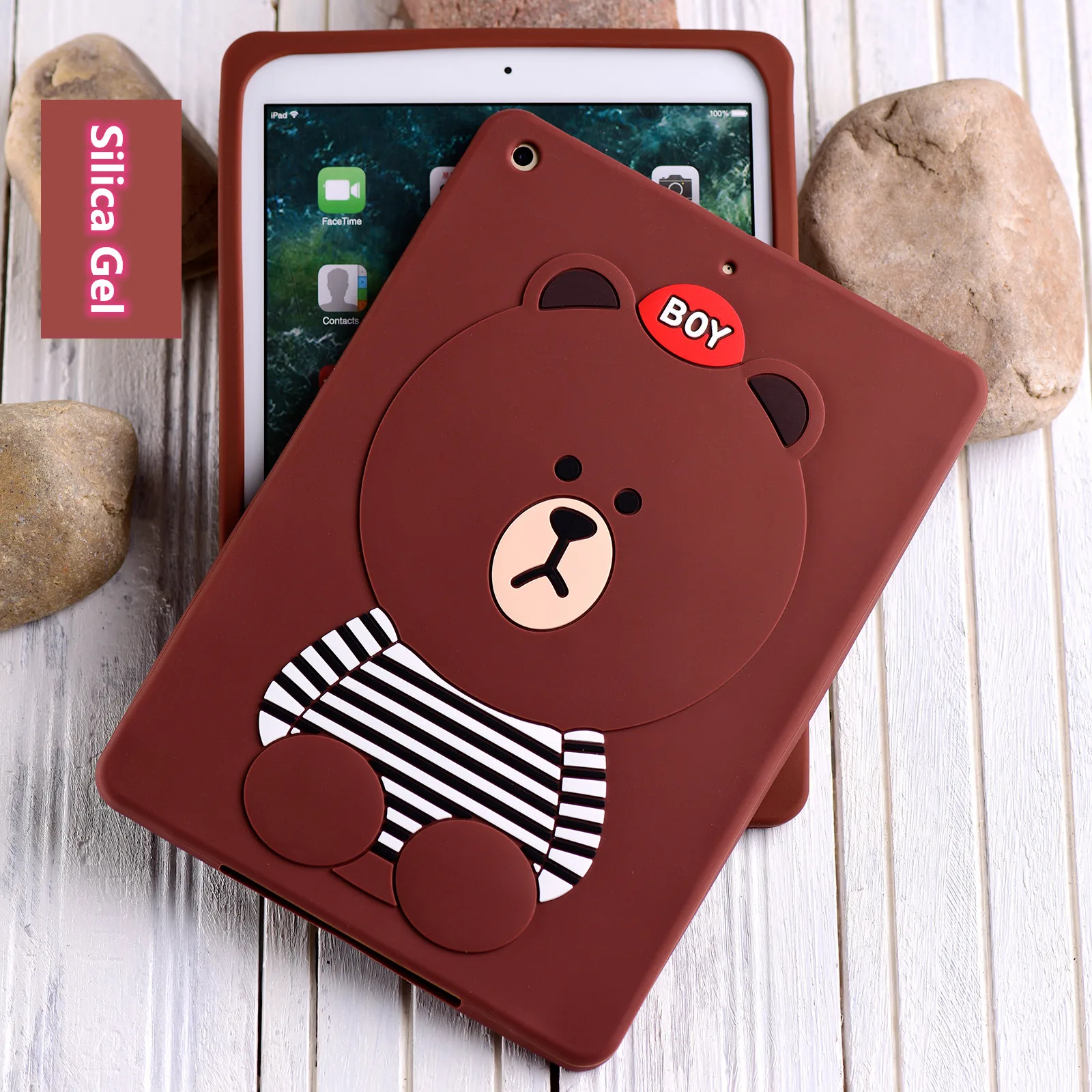 Cartoon Brown Bear Cover case forMini 4 IPad 2/3/4 IPad 9.7 2017 Funda silicone Back Smart Cover for Pad Air 2 Air 1 Pro 9.7