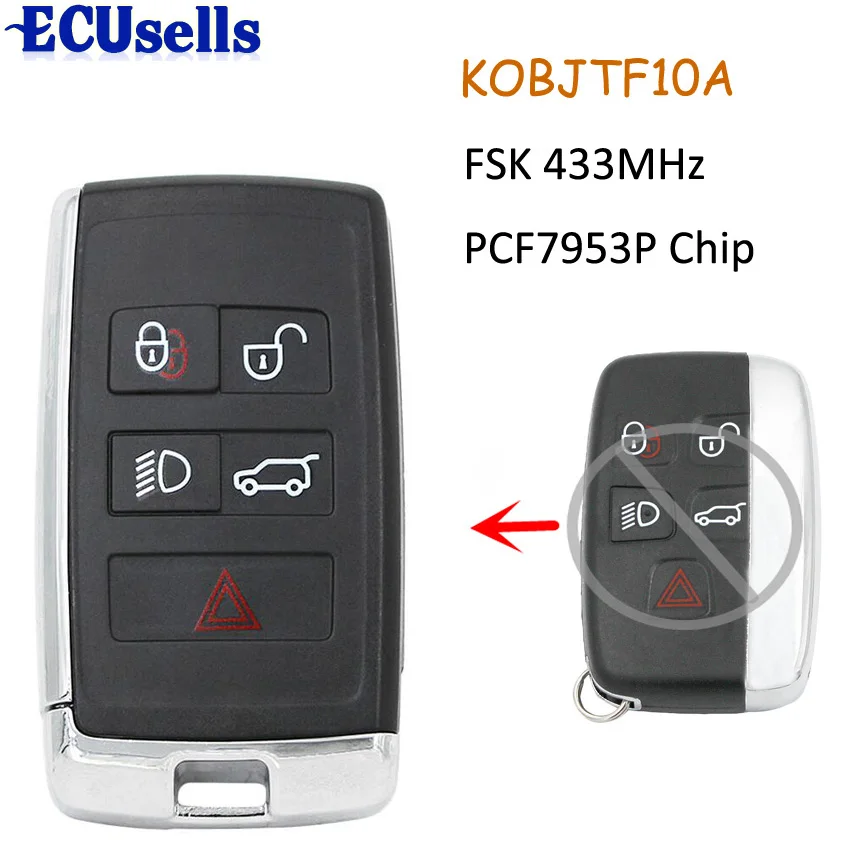 4+ 1/5 Кнопка FSK433MHz модифицированный дистанционный ключ с PCF7953P HU101 оригинального корпуса, после того, как рынок печатной платы для Jaguar KOBJTF10A