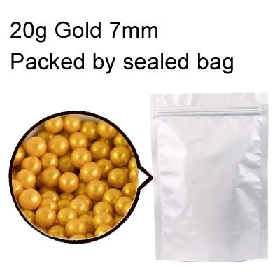 20g Gold 7mm 20 г золотые серебряные сахарные бусины съедобные жемчужные милые комочки помадка «сделай сам» Торт Шоколад Cookit украшение десерт, выпечка аксессуары GYH - Color: 20g Gold 7mm