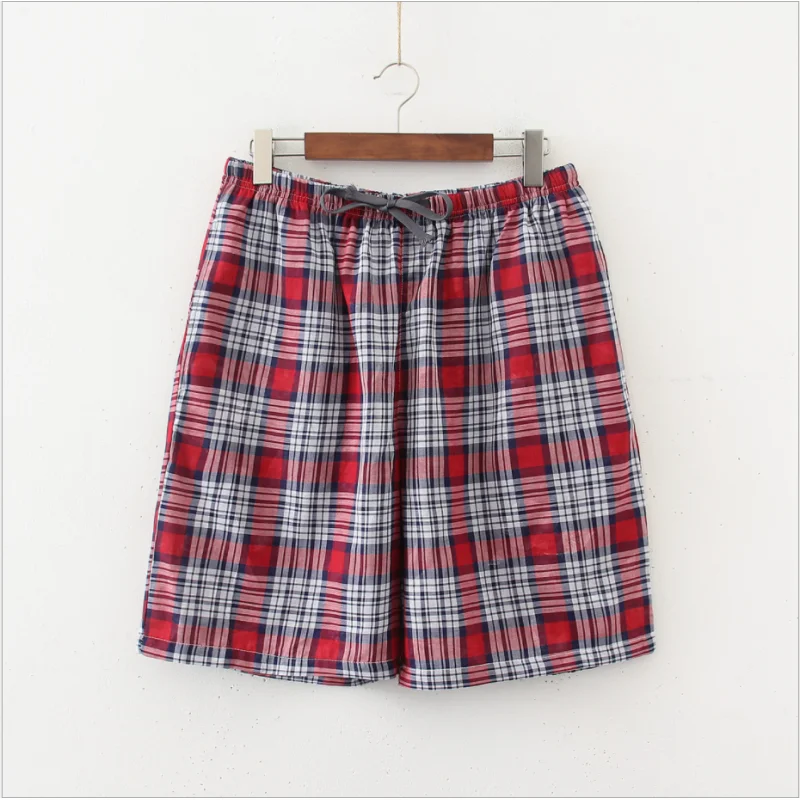 Summer Men 100%Cotton Sleep Bottoms Male Beach Short Casual Plaid Underwear Half Pants Swimming Shorts 3pcs/lot Home Shorts