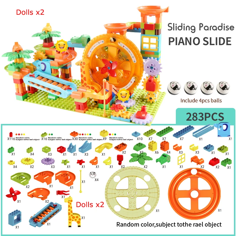 Newest Big Size Turntable Marble Race Run Building Blocks Creative