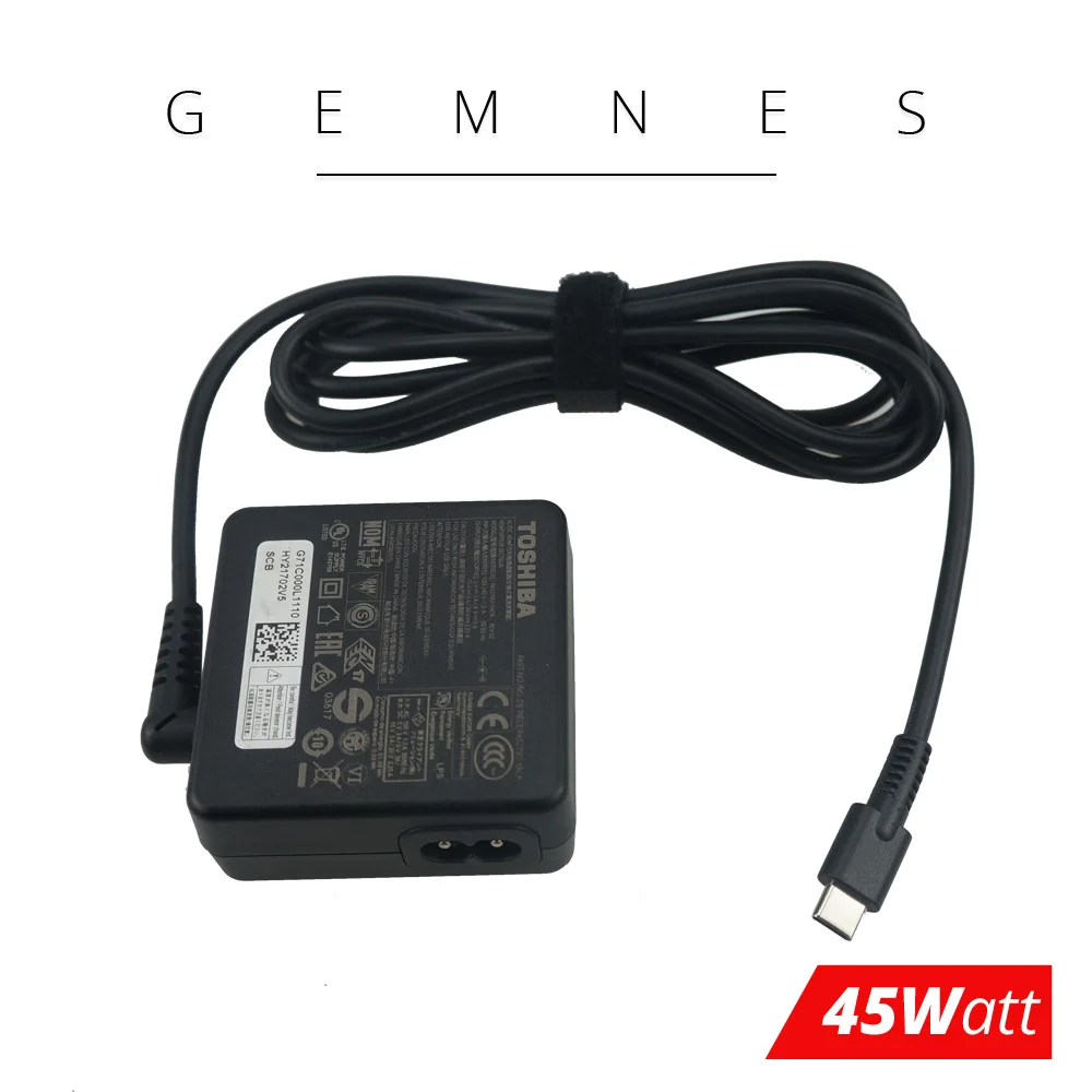 45W USB Type C Charger for Toshiba Tecra X40-D-10E PA5279U-1ACA G71C000L1110 HY21702V6 Black
