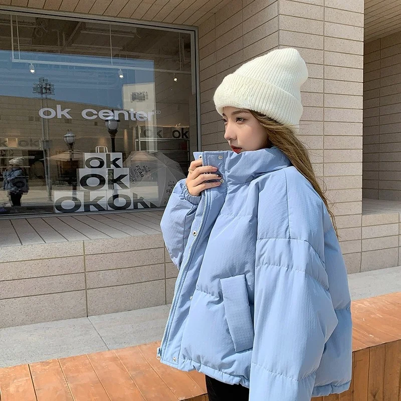 Casual Pure Color Puff Coat Women 2021 