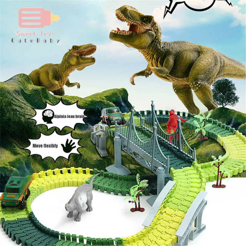 

Railway HOT Selling Electric Dinosaur Toys Railway Magical Racing Track Toy Set DIY Magicl Tracks Car Toys Race Tracks for Kids