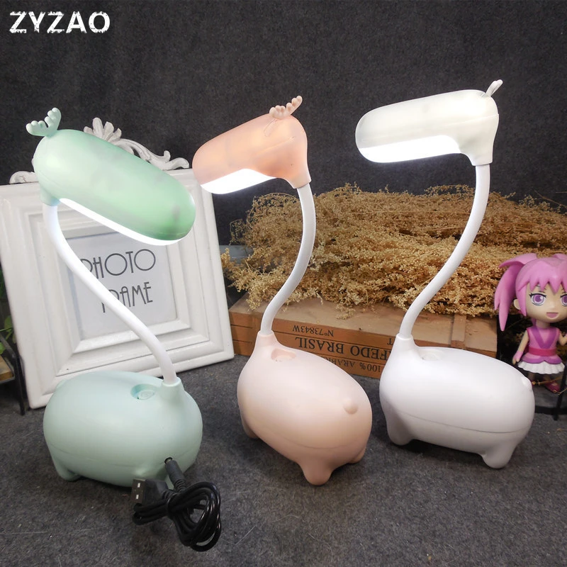 

Cartoon USB Charging Night Light Energy-saving LED Children's Eye Protection Learning Night Lamp Small Deer Bedroom Decor Lights