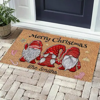 Merry Christmas Theme Doormat Kitchen Mat Xmas Bedroom Entrance Doormat Living Room Carpet Bathroom Non-Slip Entrance Rug 1