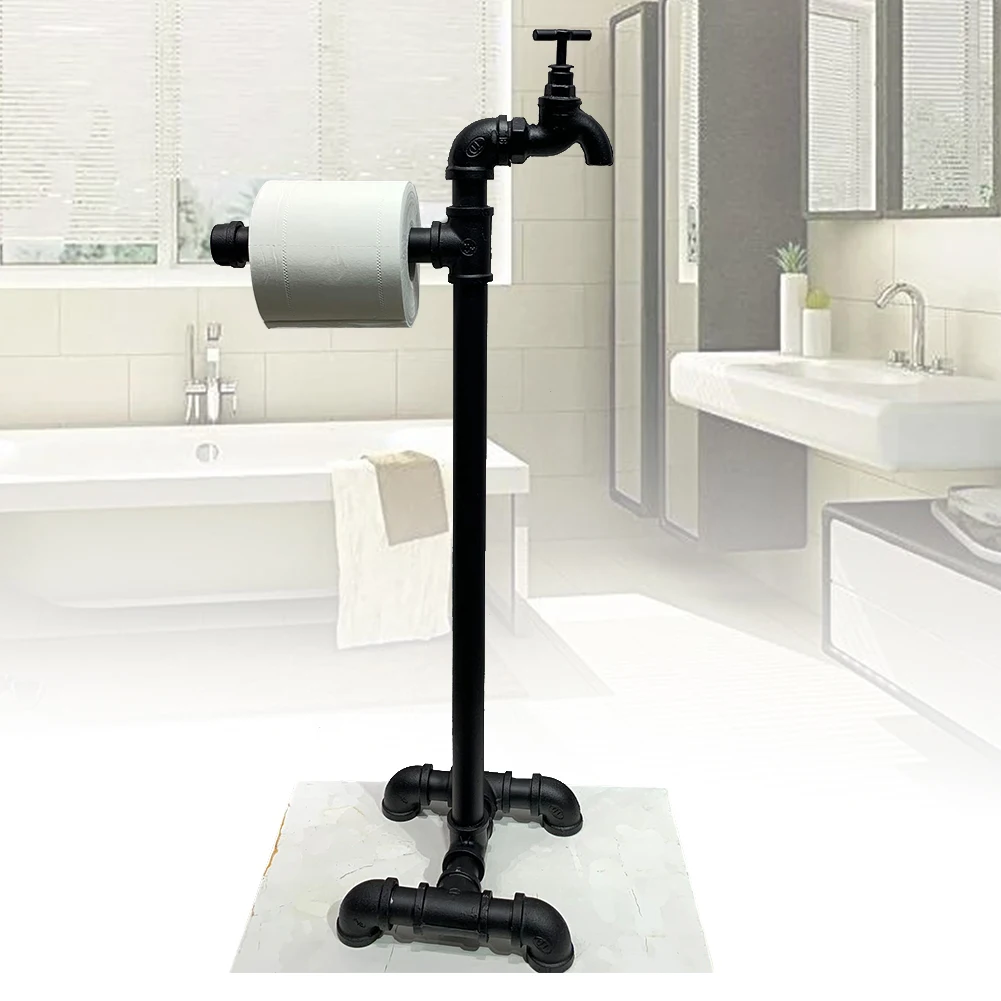 

Accessories Industrial Style Paper Holder Bathroom Metal Pipe Decor Hardware Home Roll Tissue Towel Toilet Storage With Spout