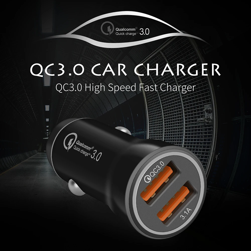 Быстрая автомобильная сигарета с 2 портами USB 33 Вт зарядка QC 3 0 для iPhone Samsung |