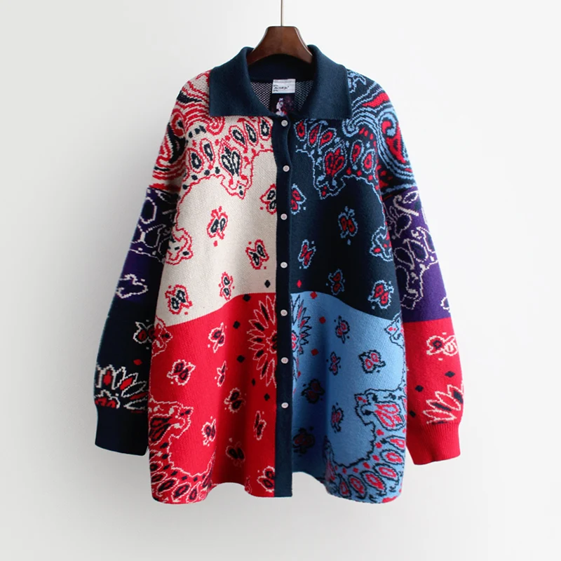 ^*Best Offers New 2019 Printed Cardigan Sweater Thickened Sweater Women's Coat Long Single Breasted Cardigan In Autumn and Winter Plus Size