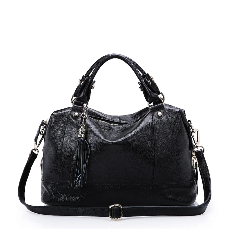 Женская сумка тоут из мягкой натуральной коровьей кожи с кисточками|brand handbags|handbag