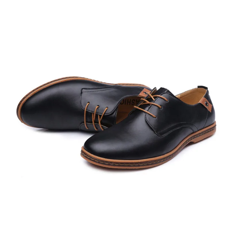 Mazefeng/мужские кожаные туфли; большие размеры 41-48; модельные туфли в деловом стиле; черные оксфорды на плоской подошве; удобная обувь; sapato social masculino