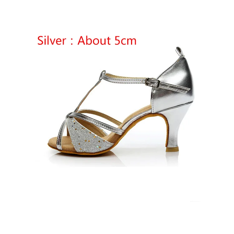 QFL-silver 5cm Новая женская Латинская танцевальная обувь zapatos de BAILE latino mujer Танго Сальса обувь высокий каблук 7/5 см бальная танцевальная обувь с цветами, женская обувь - Цвет: QFL-silver 5cm