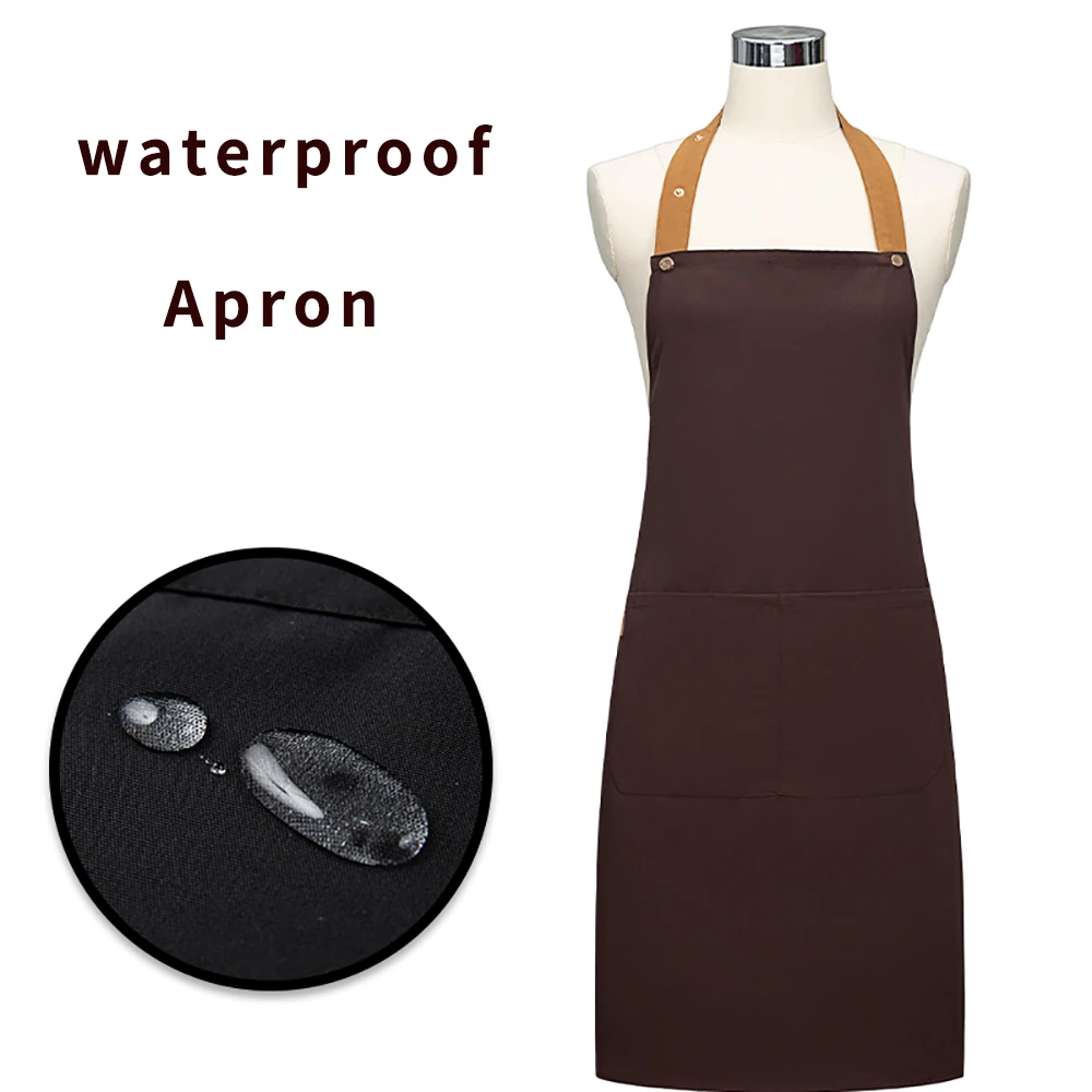 New fashion waterproof canvas men\'s Kitchen Apron chef work apron barbecue restaurant bar coffee shop manicure studio uniform