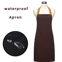 New fashion waterproof canvas men's Kitchen Apron chef work apron barbecue restaurant bar coffee shop manicure studio uniform