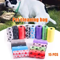 Hot Paw Print Pet Waste Bag 15pcs/Roll Pet Waste Bag 6x2.5cm Strong Load-bearing Dog Carriers Outdoor travel kitchen garbage bag 1