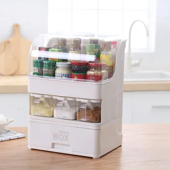 

Large Capacity Household Kitchen Supplies Storage Box Multi-functional Kitchen Seasoning Box Storage Shelf Seasoning Can Bottle