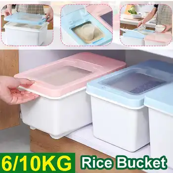

6/10KG Nordic Plastic Cereal Dispenser Storage Box Kitchen Food Rice Grain Container Organizer Grain Storage Cans Container Jars