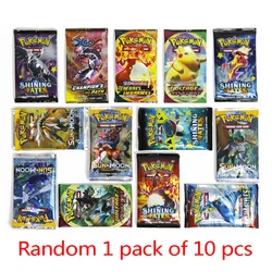 Jeu de cartes Pokemon, Collection de cartes de combat, cartes de commerce, Version anglaise et française, jouet d'entraînement pour enfants, 10 pièces 