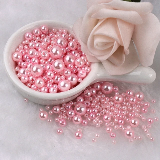 150-200Pcs Colorful ABS Imitation Pearls Mix 3-8mm Round Beads With Holes DIY Bracelet Charms Necklace Beads For Jewelry Making 2106 Light Pink