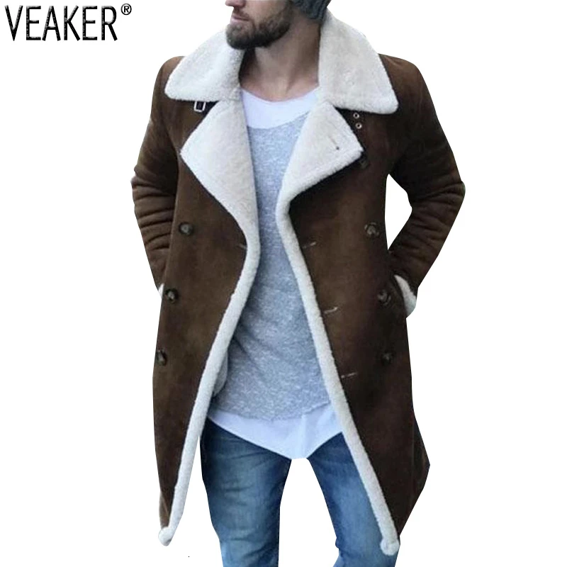 2019 New Men's Warm Suede Coat Male Winter Wool Fleece Long Overcoat Outerwear Men Brown Long Trench jacket M-3XL 2019 New Men's Warm Suede Coat Male Winter Wool Fleece Long Overcoat Outerwear Men Brown Long Trench jacket M-3XL