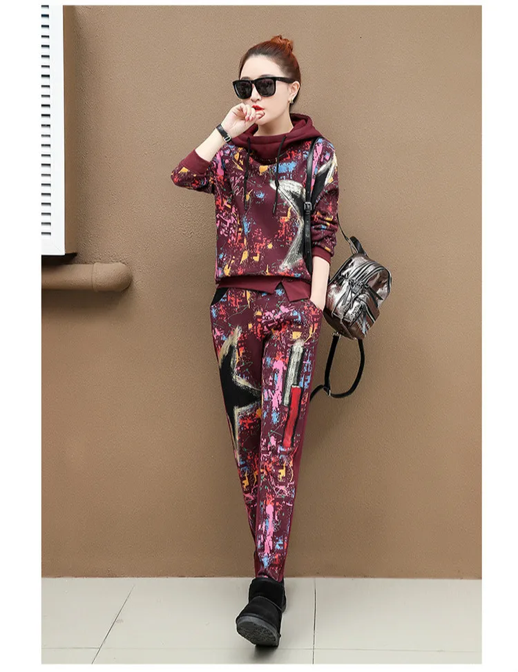Max LuLu модные корейские женские панковские топы и штаны женские спортивные костюмы с капюшоном и цветочным принтом повседневные комплекты из 2 предметов теплая зимняя одежда